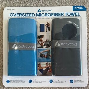 Activcool Oversized Microfiber Towel 2-Pack — Blue & Gray